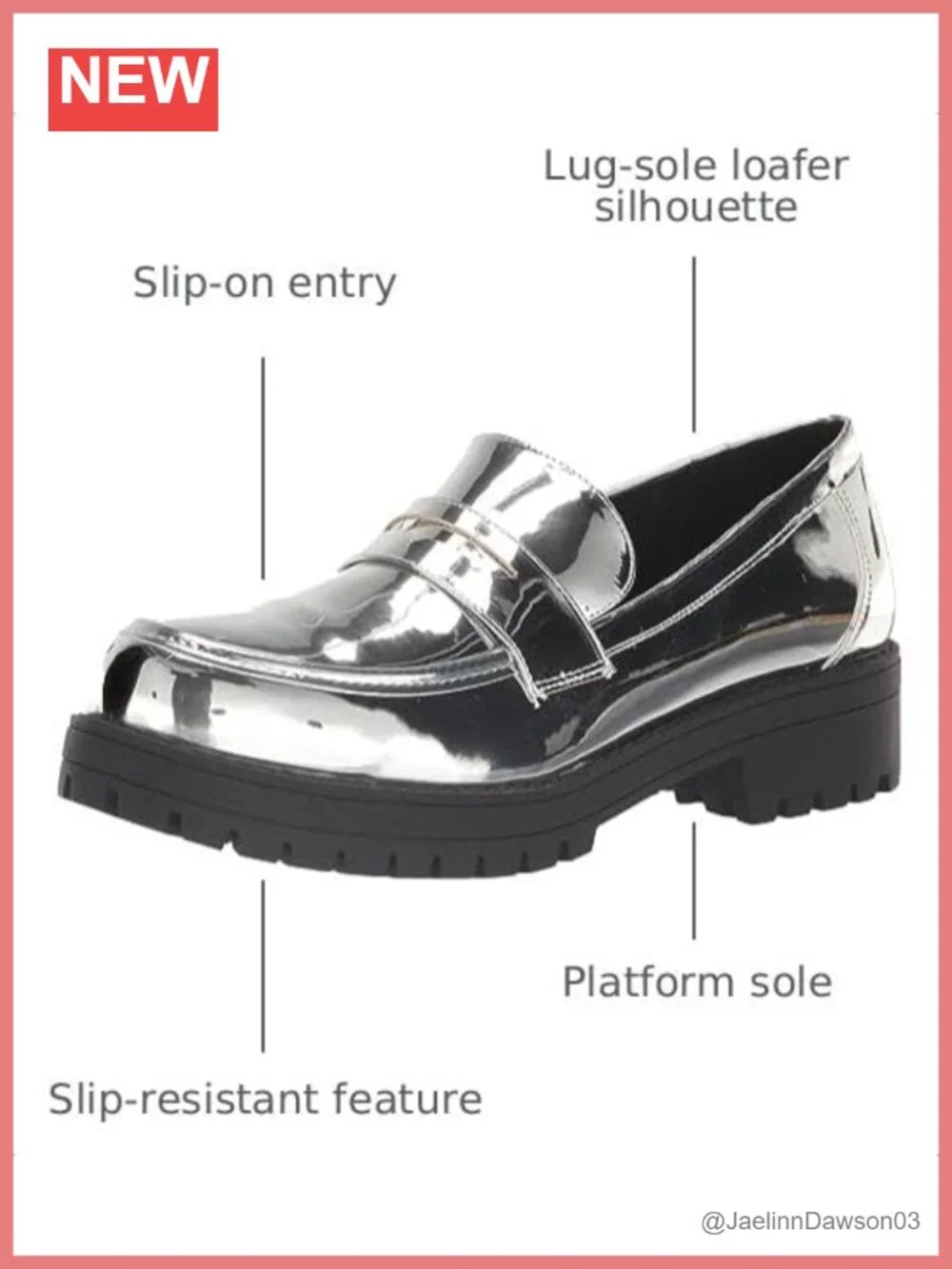 Leather Platform Mocc-On Loafers Low Block Heel Slip Resistant
